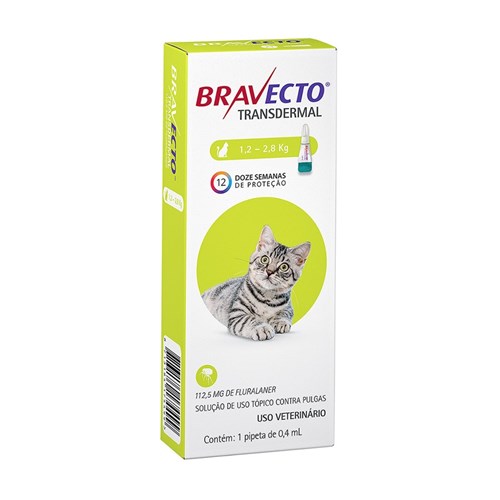 Bravecto Transdermal Gatos 1,2 a 2,8kg 0,4ml MSD Antipulgas