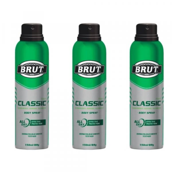 Brut All Day Classic Desodorante Aerosol 48h 150ml (kit C/03)