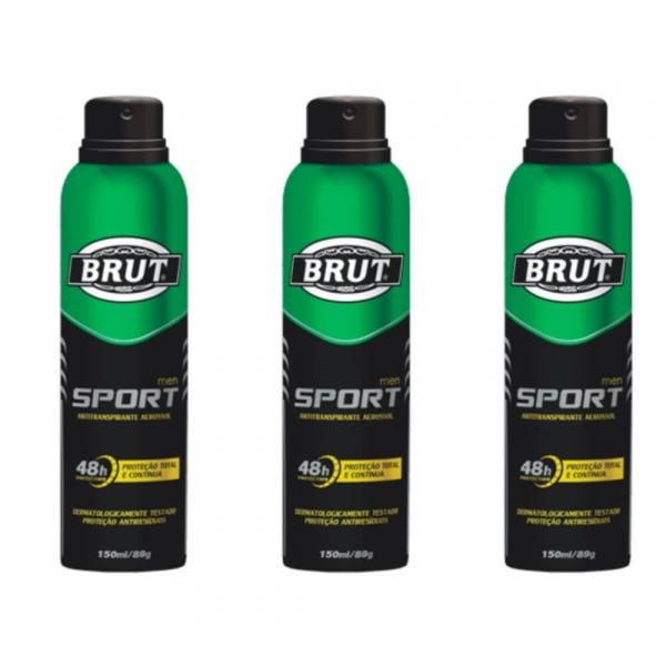 Brut All Day Sport Desodorante Aerosol 48h 150ml (Kit C/03)