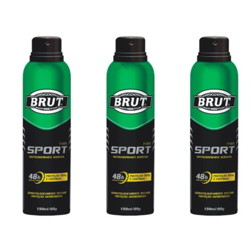 Brut All Day Sport Desodorante Aerosol 48h 150ml (kit C/03)