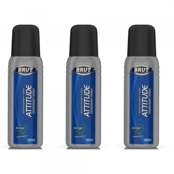 Brut Attitude Desodorante Spray 100ml (Kit C/03)