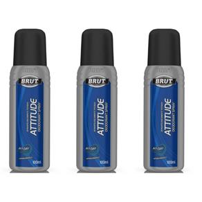 Brut Attitude Desodorante Spray 100ml - Kit com 03