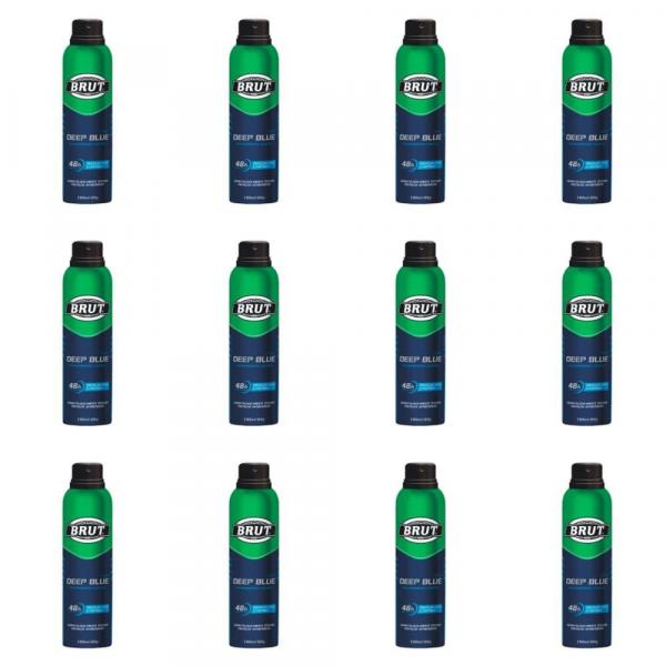 Brut Deep Blue Desodorante Aerosol 48h 150ml (Kit C/12)