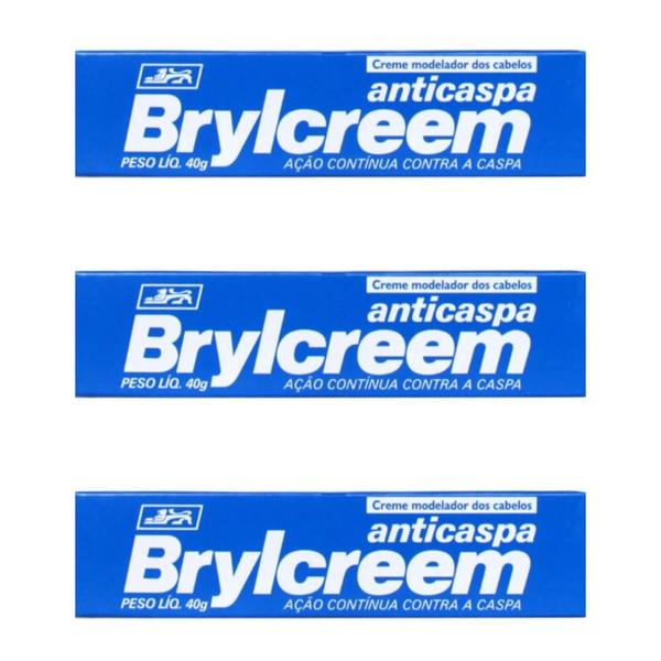 Brylcreem Creme Modelador Anticaspa Azul 40g (Kit C/03)