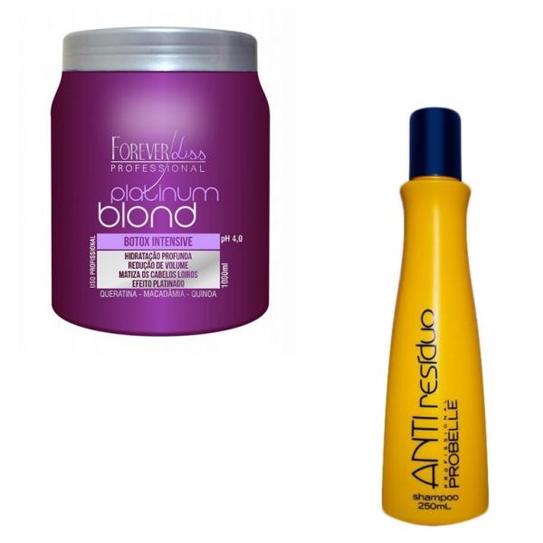 Bttox Platinum Blond Matizador + Shampoo Anti Resíduo Probelle 250 Ml