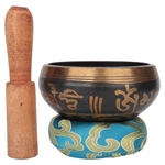 Buddhism Meditation Singing Bowl Nepal Style Handmade Craft with Wood Stick Cushion