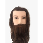 Cabeça de Manequim Masculino com Cabelo e Barba 100% Humano 20cm