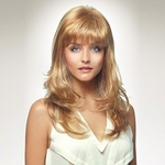 Long straight hair with Neat bangs layered Blond wig with Neat bangs Synthetic african american wigs for women