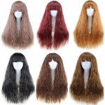 Cabelo Curly europeus e americanos Popular New face das mulheres peruca de cabelo longo de alta temperatura Silk Color Corn Hot Qi Liu Hai no local atacado