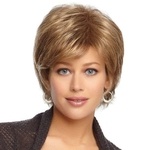 Fashionable fluffy short curly hair Beautiful cut Short wig for women style Synthetic Blonde wig with bangs