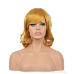 DIY-WIG Women Short Blonde Club Wave Synthetic Kanekalon Heat Resistant Cosplay Party Hair Full Wigs