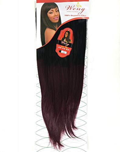 Cabelo Organico Liso Premium Hair 70 Cm 260 Gramas 6 Telas Cor :Castanho Escuro com Ombre Hair Vermelho
