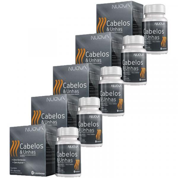 Cabelos e Unhas Nuova - 5 Unidades de 60 Cápsulas - Catarinense Pharma