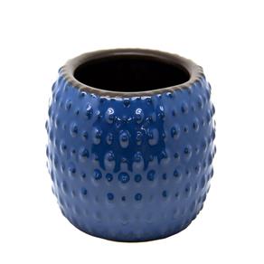 Cachepô Vaso Decorativo Cerâmica Azul Dots