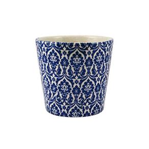 Cachepot Branco e Azul em Ceramica
