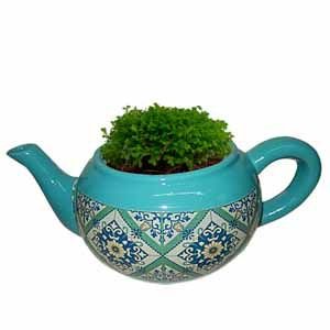 Cachepot Ceramica Teapot Portuguese Tile Verde 27 X 16,5 X 11 Cm - Urban