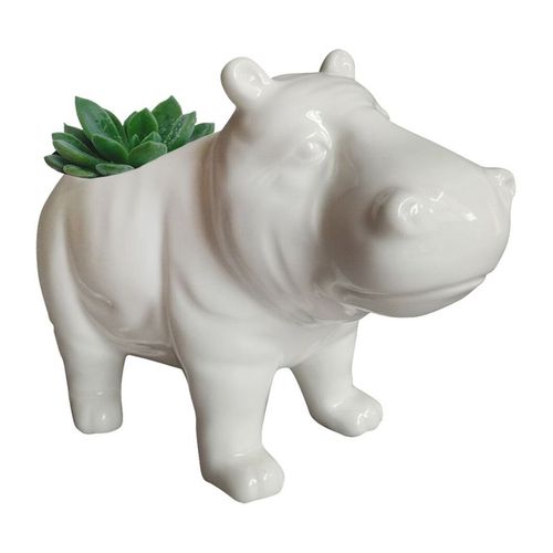 Cachepot de Cerâmica Branco Hipopótamo Urban