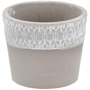 Cachepot Vaso Cerâmica Cravina Bege 10x8,5cm Cachepô