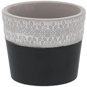 Cachepot Vaso Cerâmica Cravina Preto 10x8,5cm Cachepô