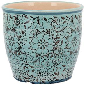 Cachepot Vaso Cerâmica Justina Azul 12,5x14cm Cachepô