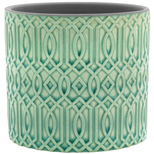 Cachepot Vaso Cerâmica Lídia Verde 9X10,5Cm Cachepô