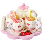 LOS Caçoa meninas Simulate-de-rosa de madeira Tea Set Play House brinquedo educativo Lostubaky