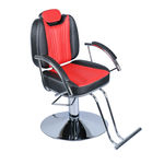 Cadeira Cabeleireiro Milla Hidraulica Reclinavel,barbeiro,móveis Salão, Fortebello Moveis - Preto / Vermelho Acetinado