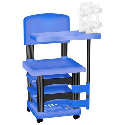 Cadeira Cirandinha para Manicure Azul e Preto com Display para Esmaltes