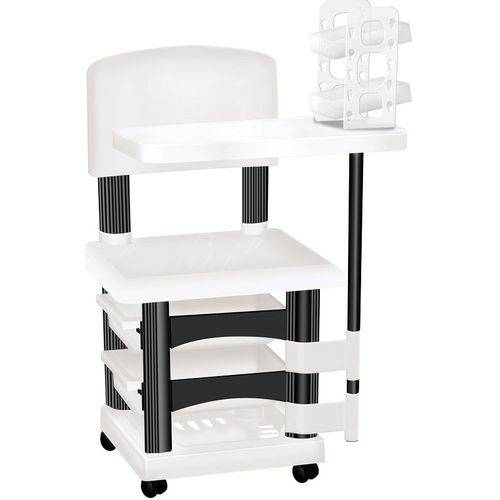 Cadeira Cirandinha para Manicure Branca e Preto com Display para Esmaltes