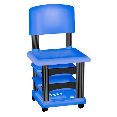 Cadeira Cirandinha Simples Azul e Preta para Manicure - Santa Clara