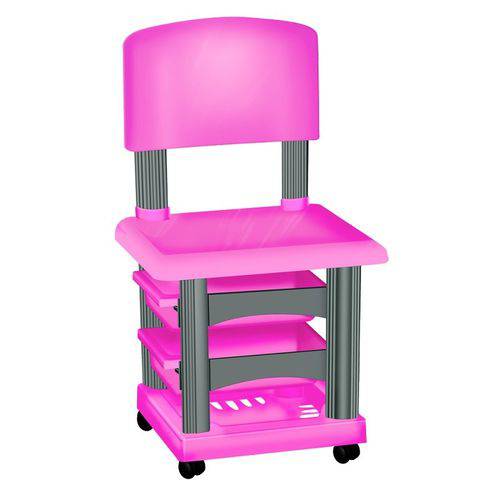 Cadeira Cirandinha Simples Rosa e Prata para Manicure - Santa Clara