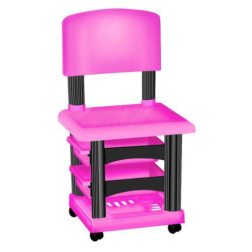 Cadeira Cirandinha Simples Rosa e Preta para Manicure - Santa Clara