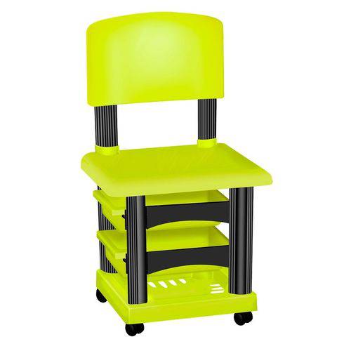 Cadeira Cirandinha Simples Verde Limão e Preto para Manicure - Santa Clara