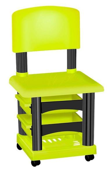 Cadeira Cirandinha Simples Verde Limão e Preto para Manicure - Santa Clara