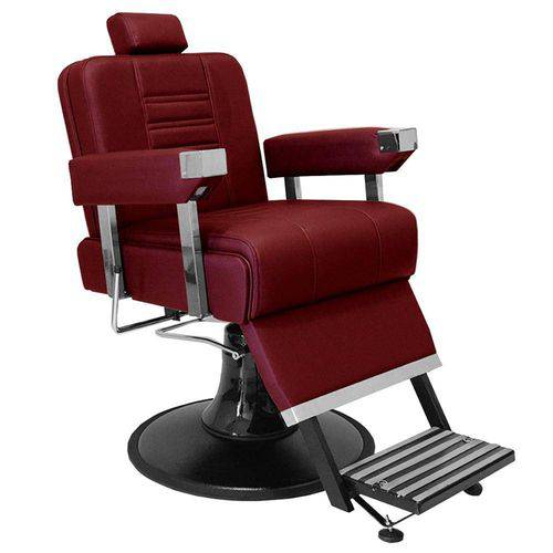 Cadeira de Barbeiro Detroit Pé Cálice Preto com Encosto e Apoio de Pé Reclináveis