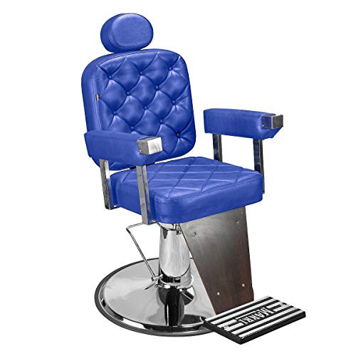Cadeira de Barbeiro Dubai Barber - Pé Cromado - Azul