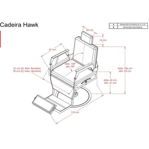 Cadeira de Barbeiro Reclinável Capitone Hawk