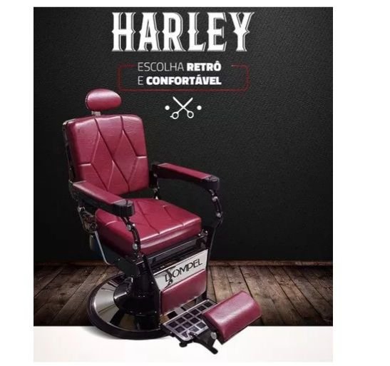 Cadeira de Barbeiro Reclinável Harley Profissional - VERMELHO - Dompel