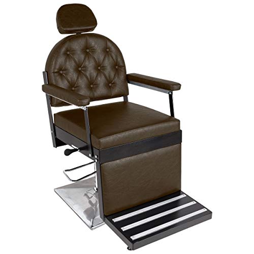 Cadeira de Barbeiro Reclinável Júpiter Pé Quadrado - Café