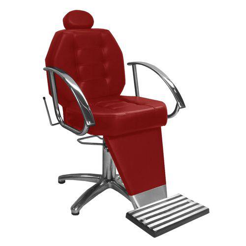 Cadeira de Barbeiro Reclinável Linea com Pentapé e Braço Cromado