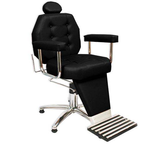 Cadeira de Barbeiro Reclinável Linea com Pentapé e Braço Estofado