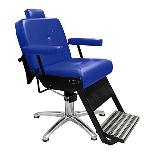Cadeira de Barbeiro Reclinável Monza Pé Pentapé - Azul