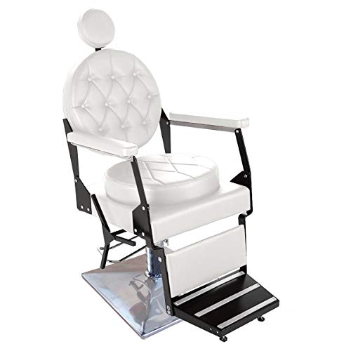 Cadeira de Barbeiro Reclinável Ônix Pé Quadrado - Branco