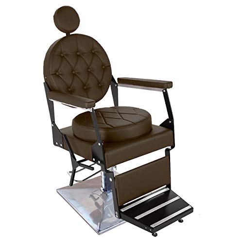 Cadeira de Barbeiro Reclinável Ônix Pé Quadrado - Café