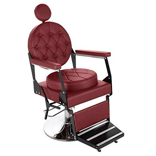 Cadeira de Barbeiro Reclinável Ônix Pé Redondo - Bordô