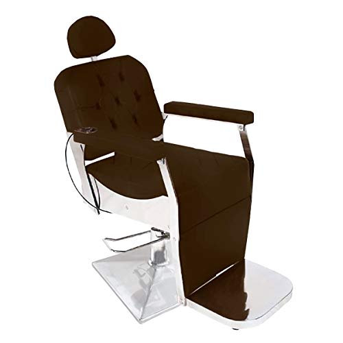 Cadeira de Barbeiro Reclinável Styllo Luxo - Pé Quadrado - Café