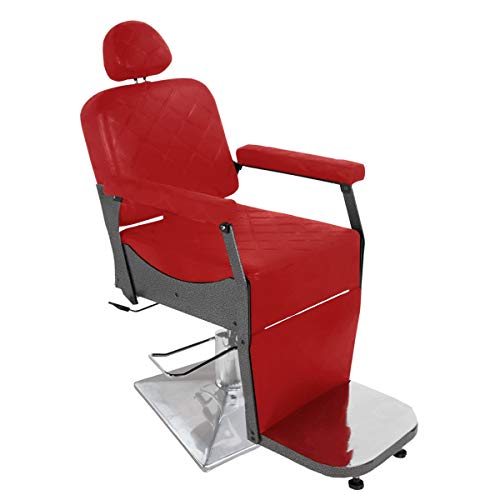 Cadeira de Barbeiro Reclinável Styllo Standard - Pé Quadrado - Vermelho