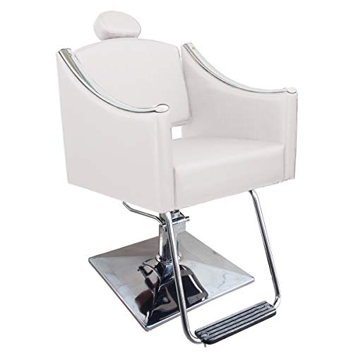 Cadeira de Cabeleireiro Cristal Encosto Fixo - Pé Quadrado - Branco