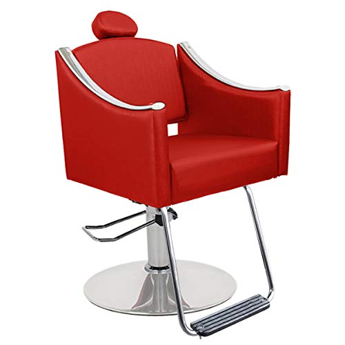 Cadeira de Cabeleireiro Cristal Encosto Fixo - Pé Redondo - Vermelho