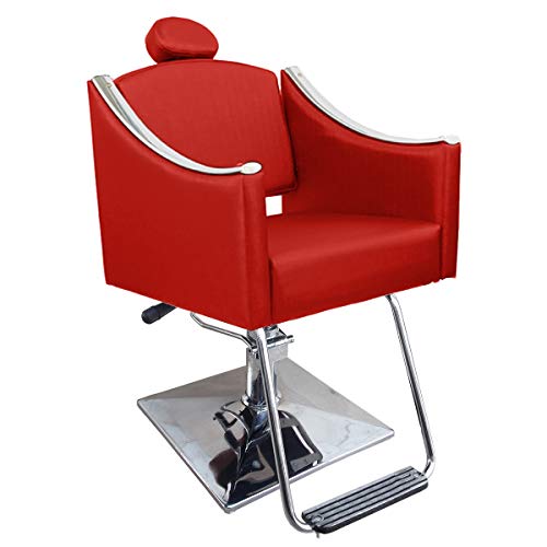 Cadeira de Cabeleireiro Cristal Encosto Reclinável - Pé Quadrado - Vermelho